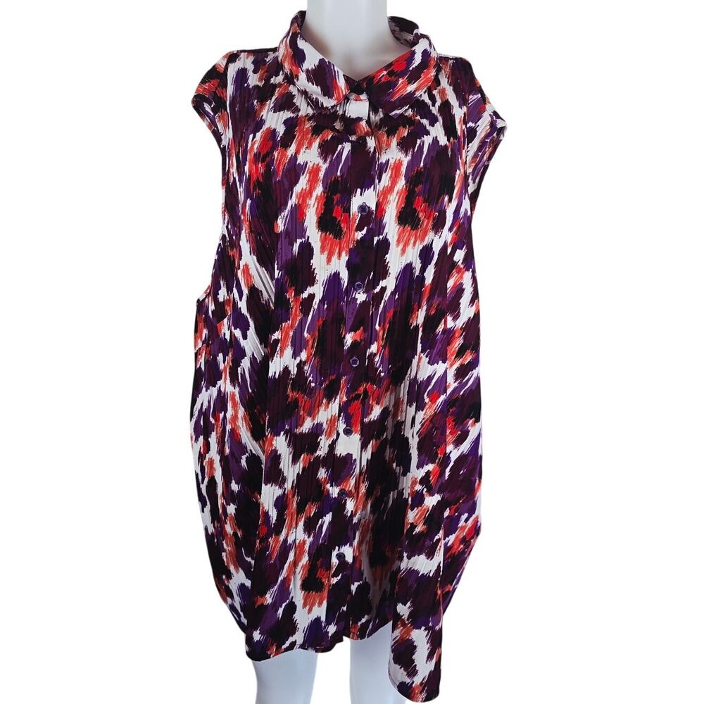 Maggie Barnes Purple Orange Design Summer Women's Tank Blouse 5X